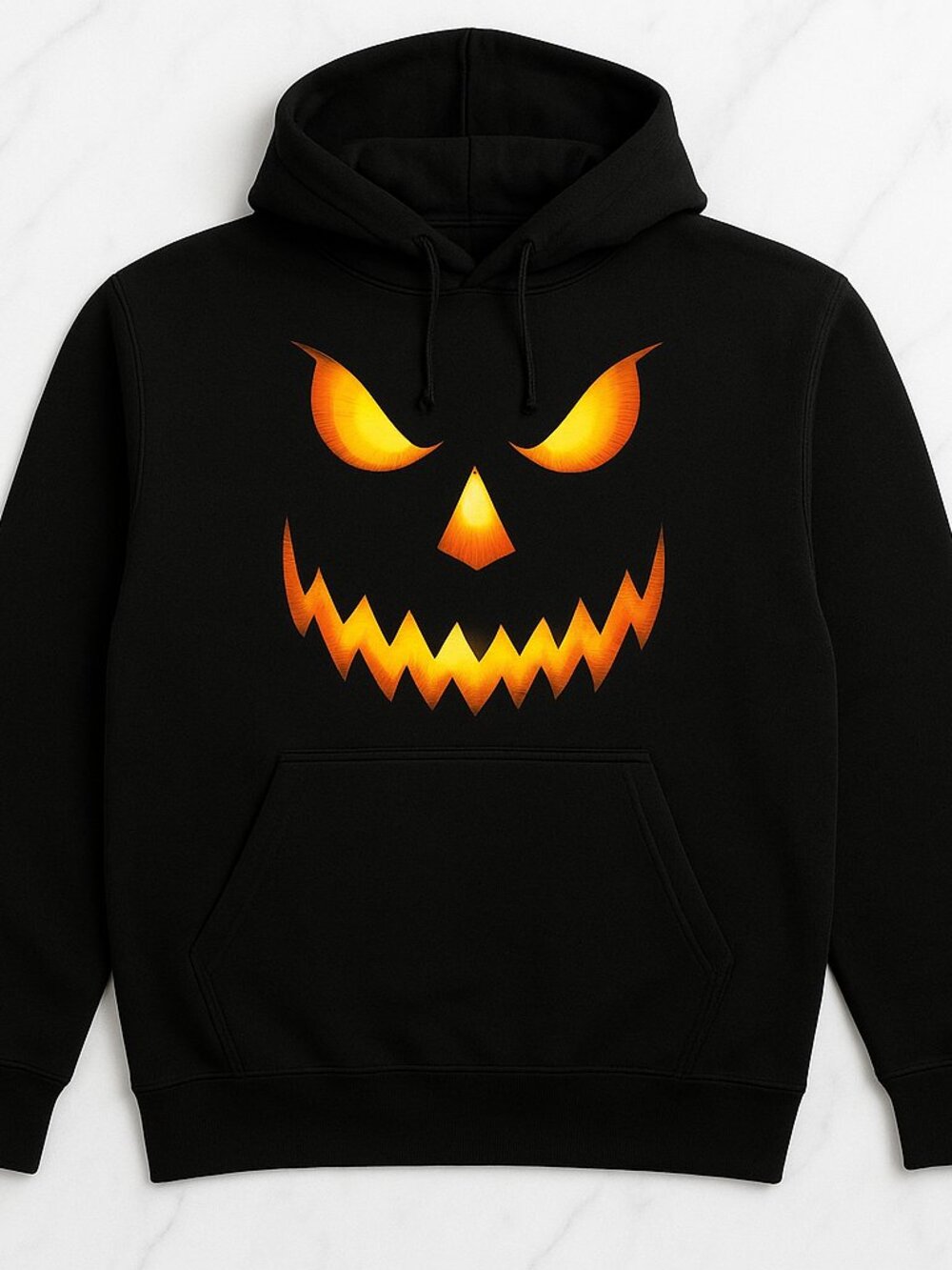 Jack-O-Lantern Pumpkin Face Halloween Hoodie Black Spooky Costume Unisex Pullove